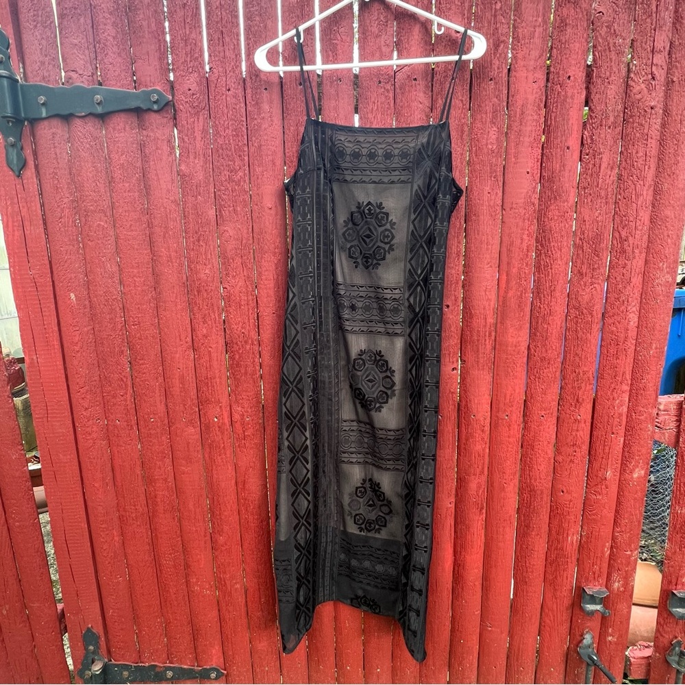 NWT Anthropologie slip dress black and pink size medium - Picture 3 of 15
